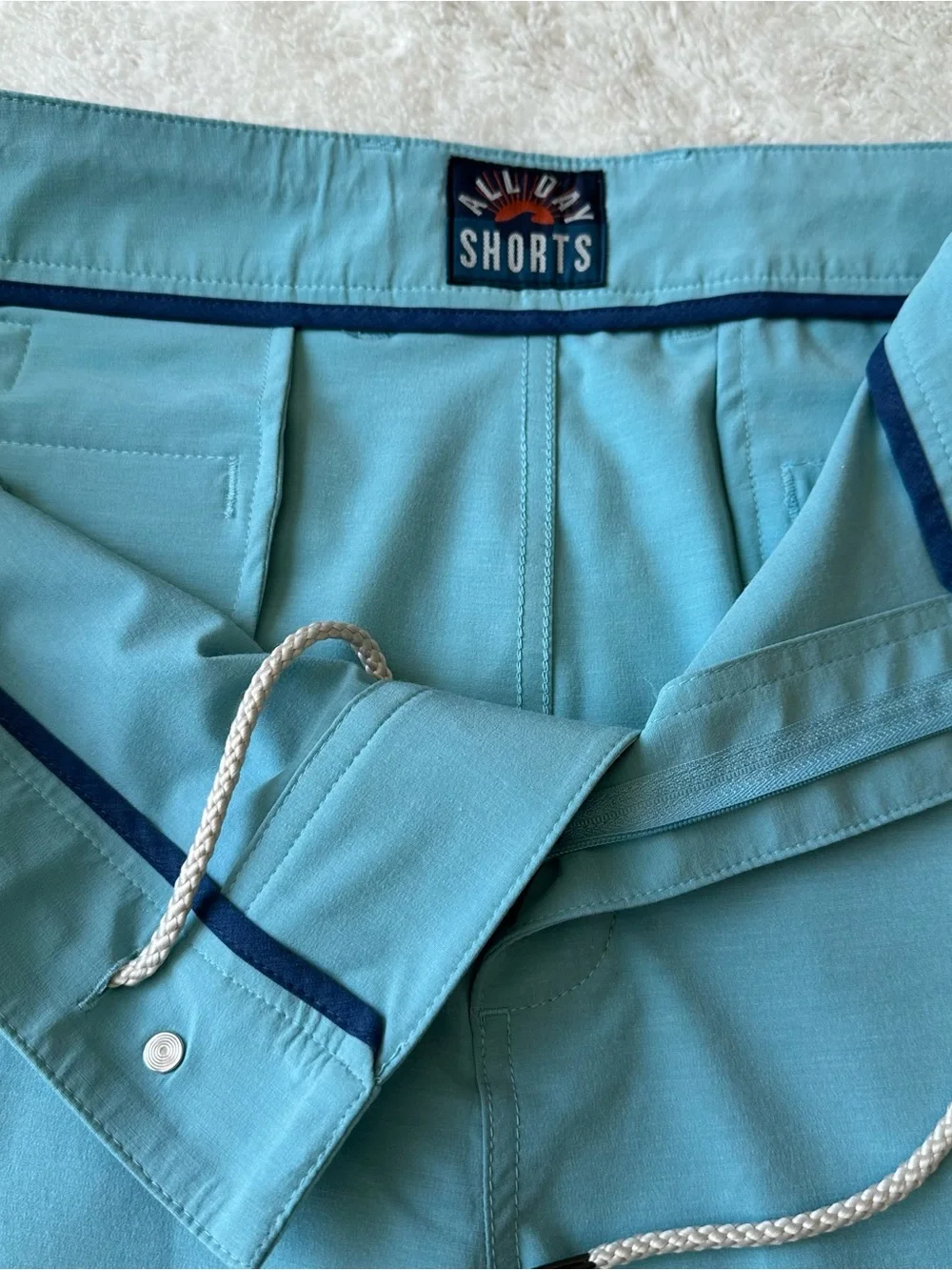 NWT Faherty All Day Shorts Mens sz 42 Belt Loop Turquoise Blue 9